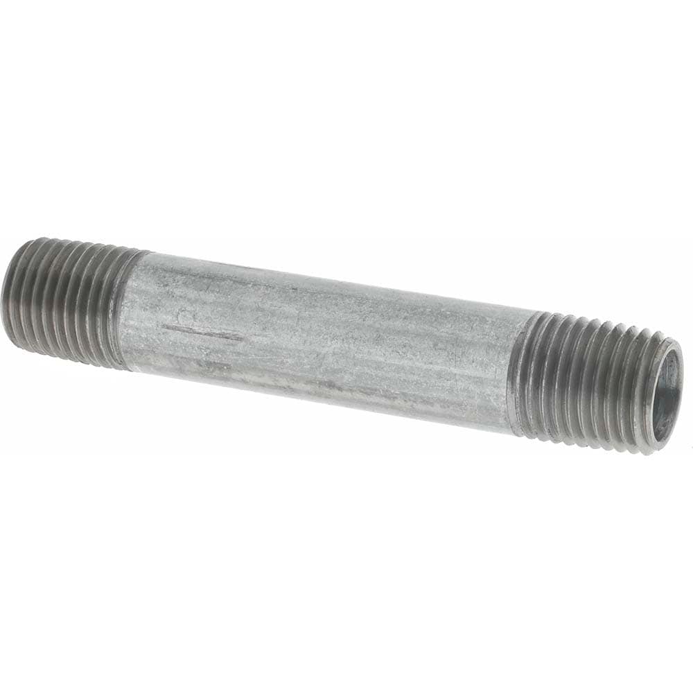 Galvanized Pipe Nipple: 1/4", 3" Long, Schedule 40, Steel