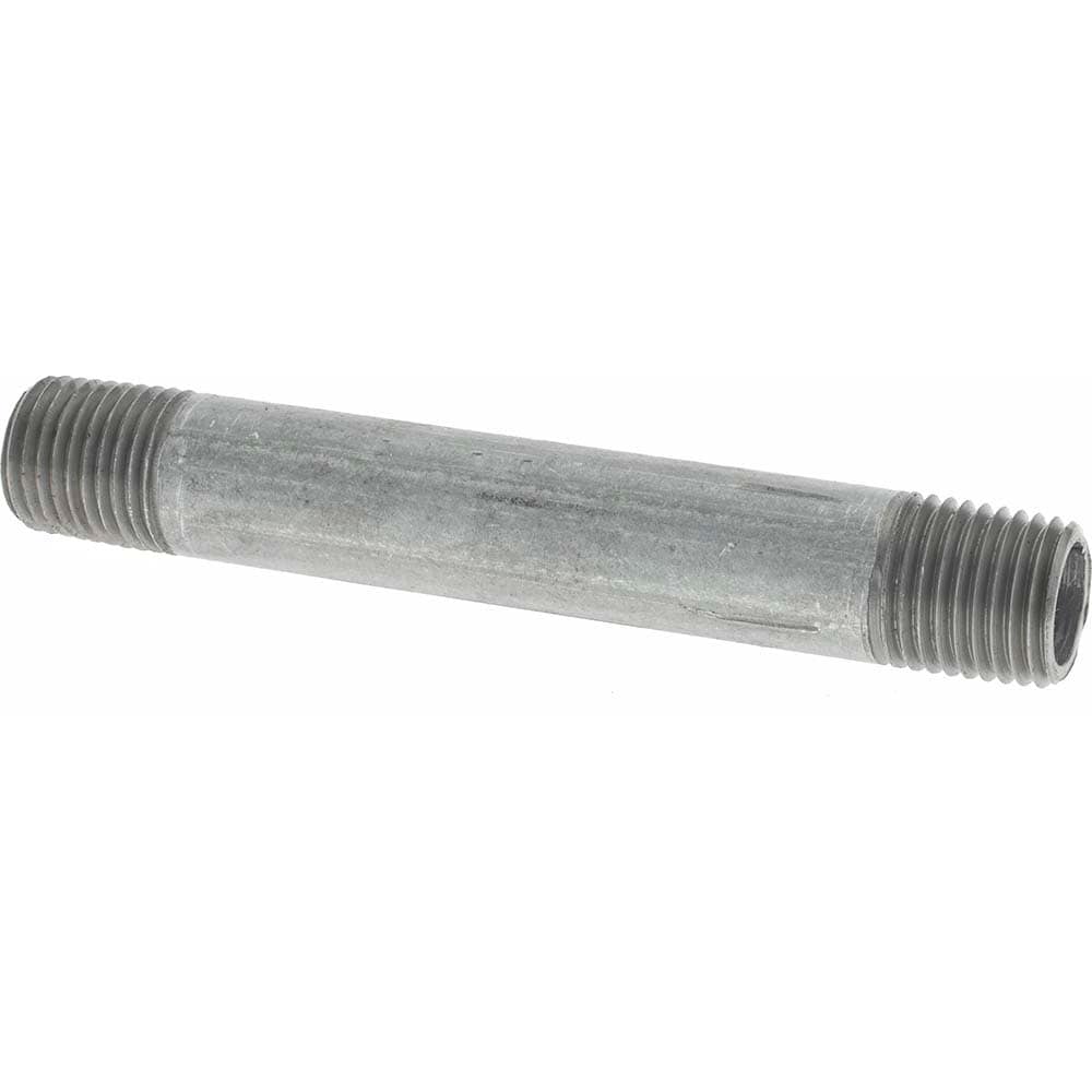 Galvanized Pipe Nipple: 1/4", 3-1/2" Long, Schedule 40, Steel