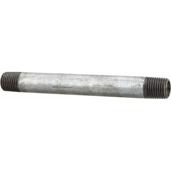 Galvanized Pipe Nipple: 1/4", 4-1/2" Long, Schedule 40, Steel