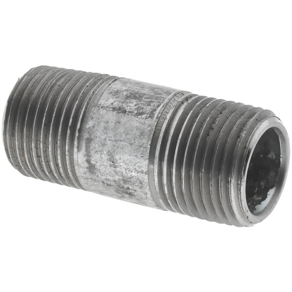 Galvanized Pipe Nipple: 3/8", 1-1/2" Long, Schedule 40, Steel