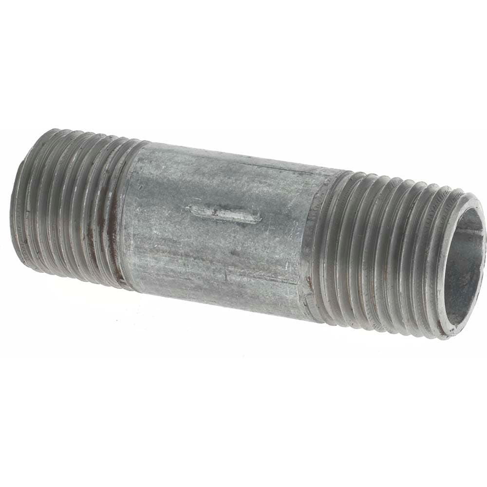 Galvanized Pipe Nipple: 3/8", 2" Long, Schedule 40, Steel