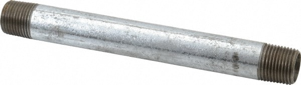 Galvanized Pipe Nipple: 1/2", 7" Long, Schedule 40, Steel