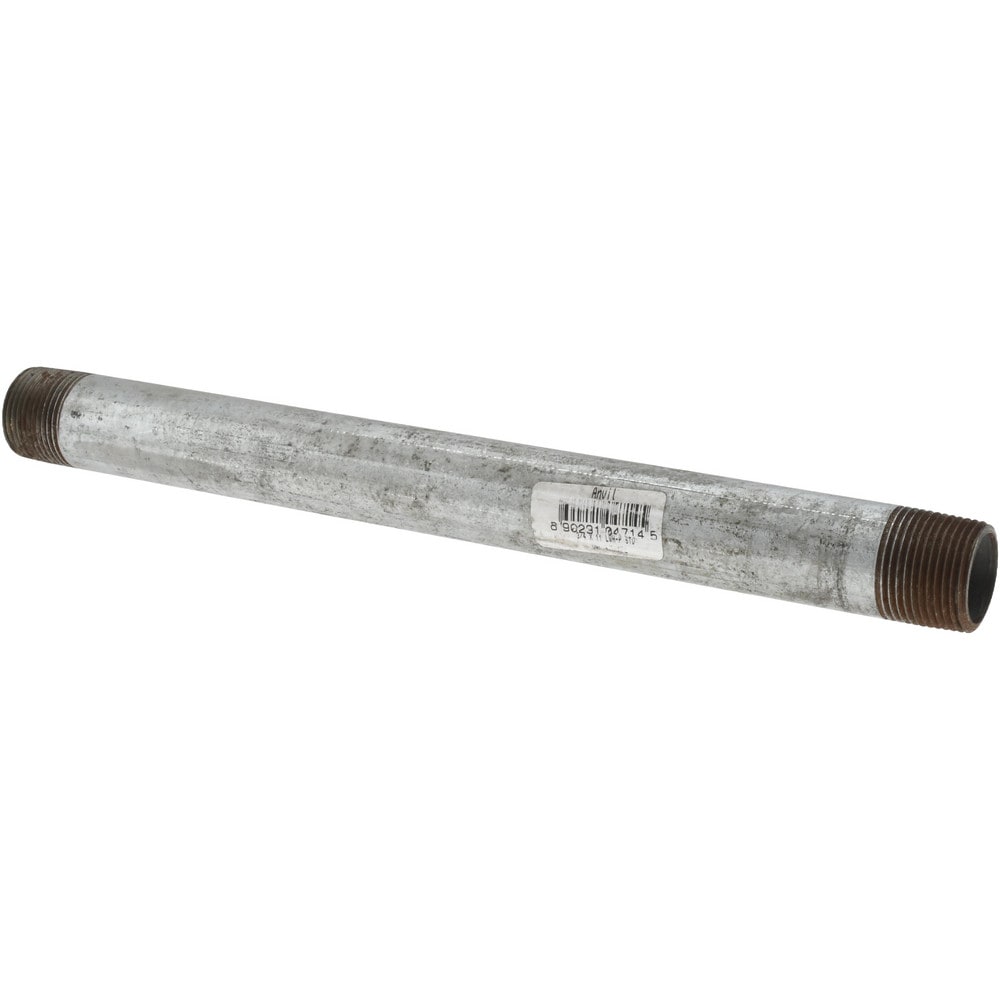 Galvanized Pipe Nipple: 3/4", 11" Long, Schedule 40, Steel