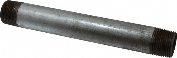 Galvanized Pipe Nipple: 1", 9" Long, Schedule 40, Steel