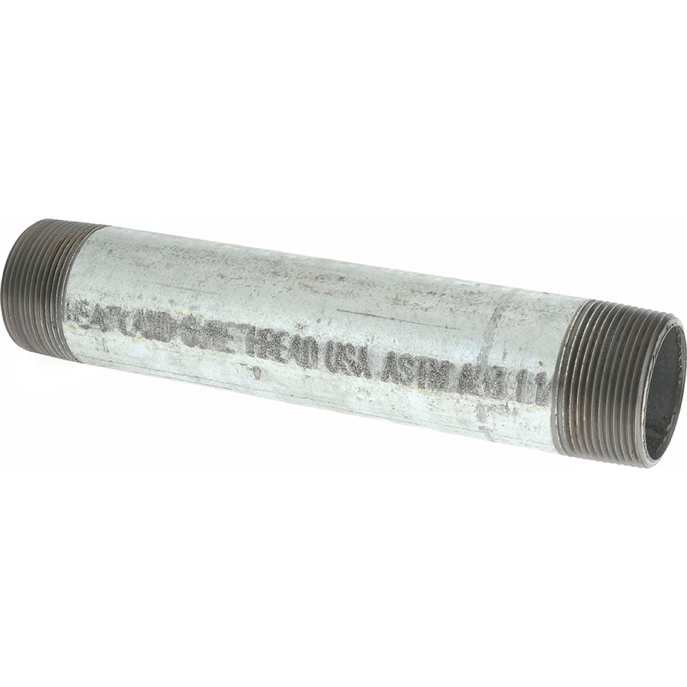 Galvanized Pipe Nipple: 1-1/2", 9" Long, Schedule 40, Steel