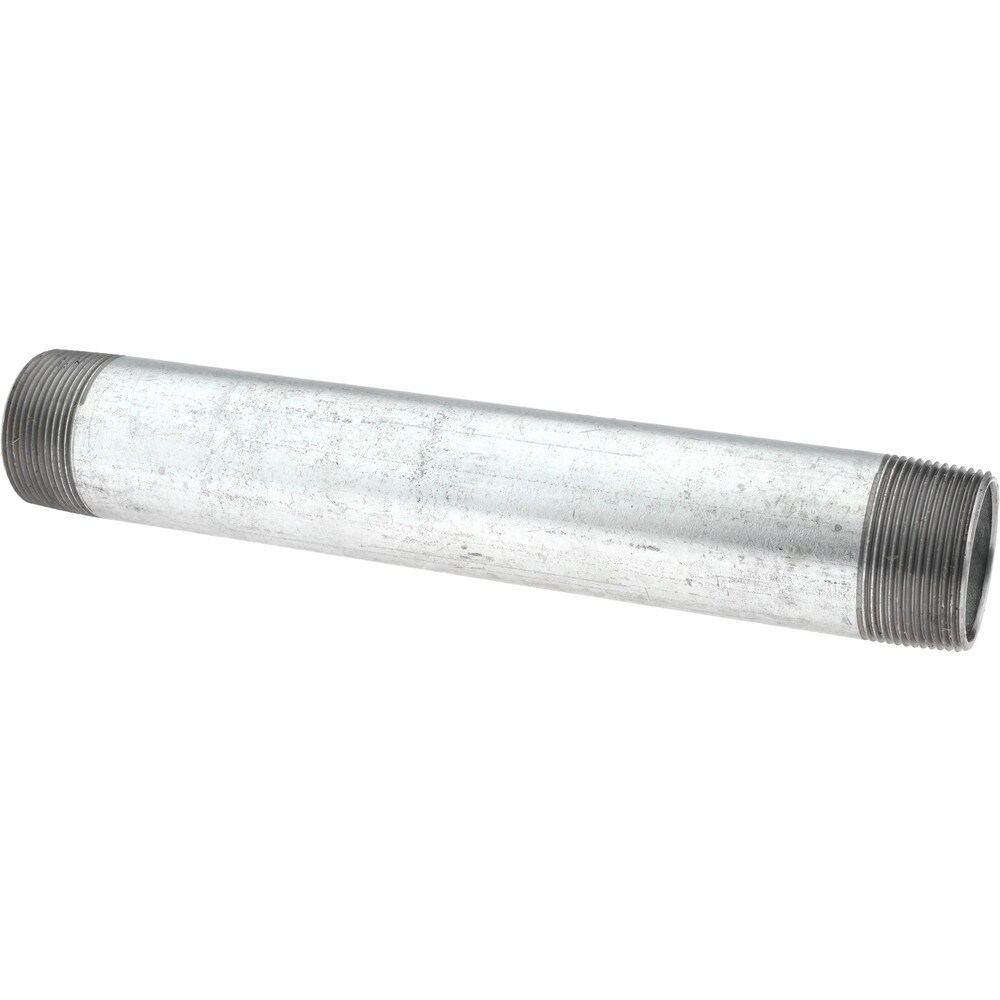 Galvanized Pipe Nipple: 1-1/2", 11" Long, Schedule 40, Steel
