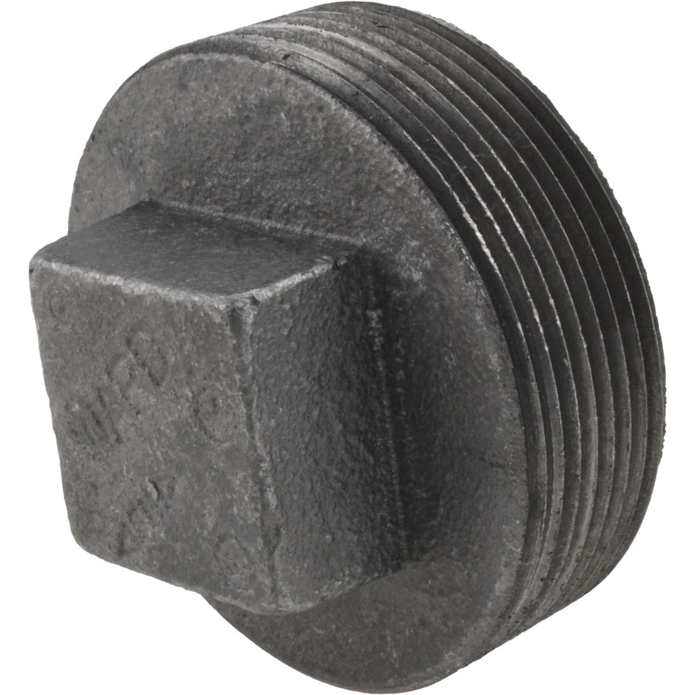 Black Square Plug: 3", Threaded
