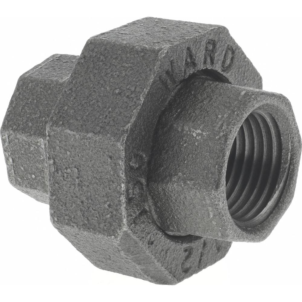 Black Union: 1/2", 150 psi, Thread x Thread - Malleable Iron, Class 150