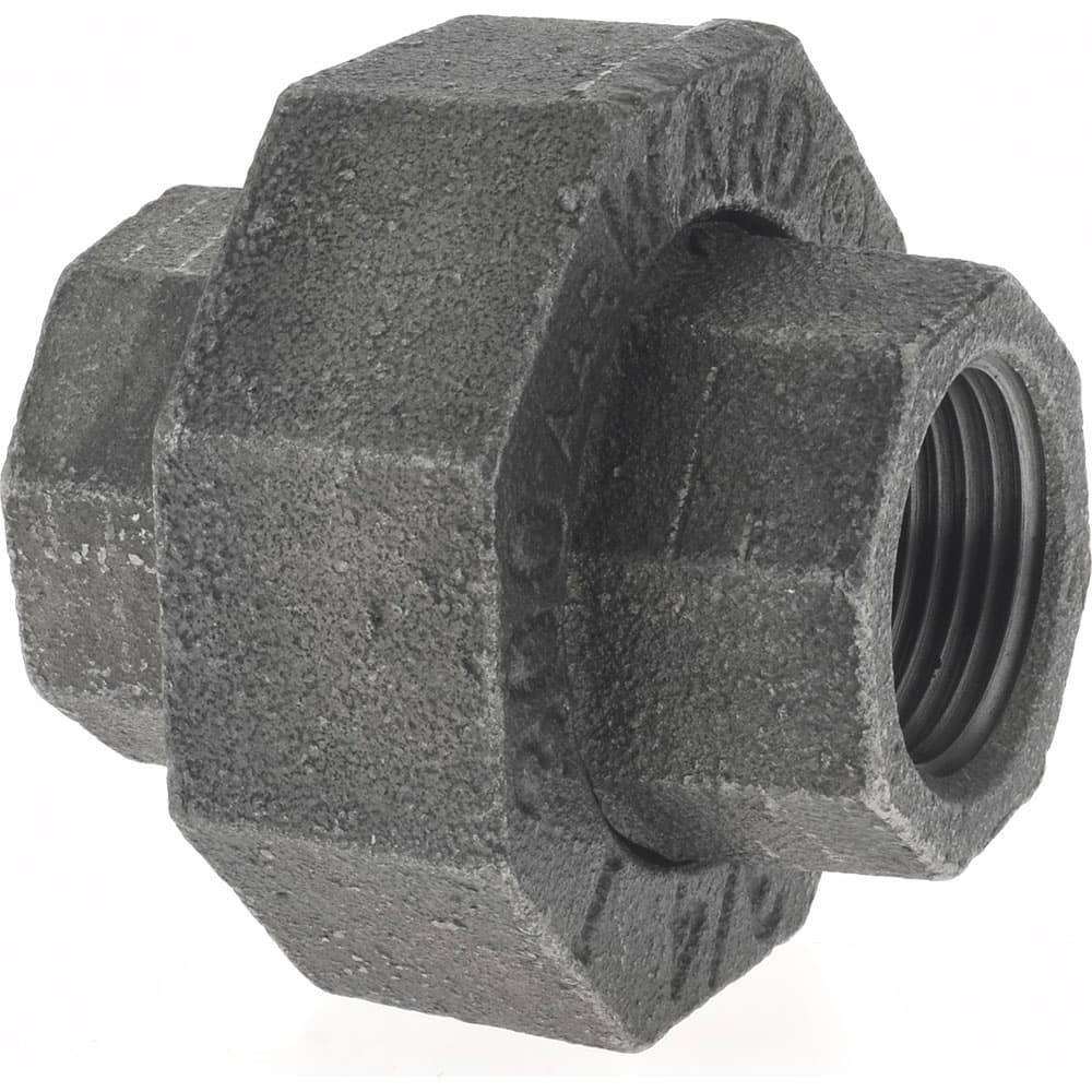 3/4" BLACK MALLEABLE UNION IRON PIPE FITTINGS THREADED PLUMBING 