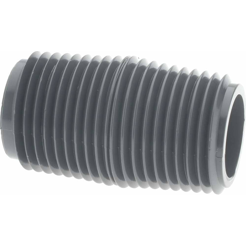 1/2" Pipe, 1-1/2" Long PVC Threaded Plastic Pipe Nipple