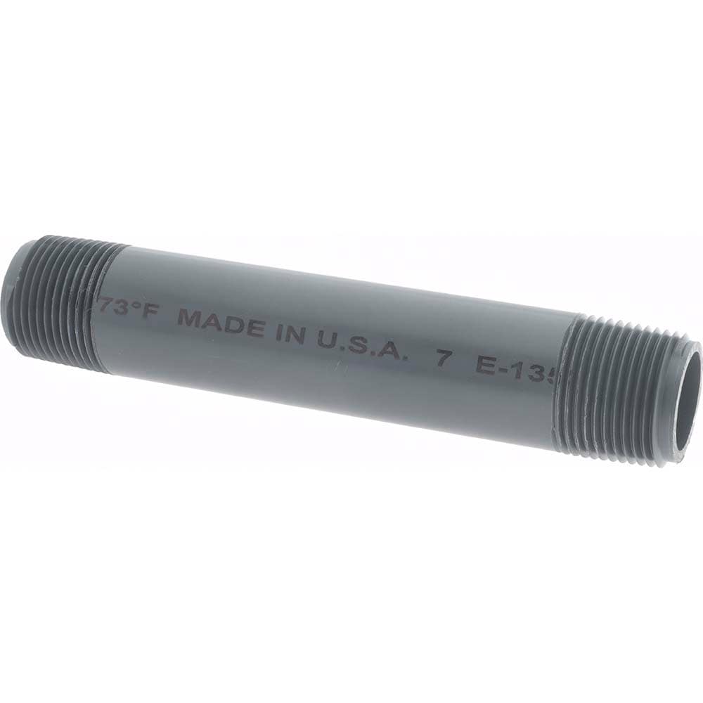 3/4" Pipe, 5-1/2" Long PVC Threaded Plastic Pipe Nipple