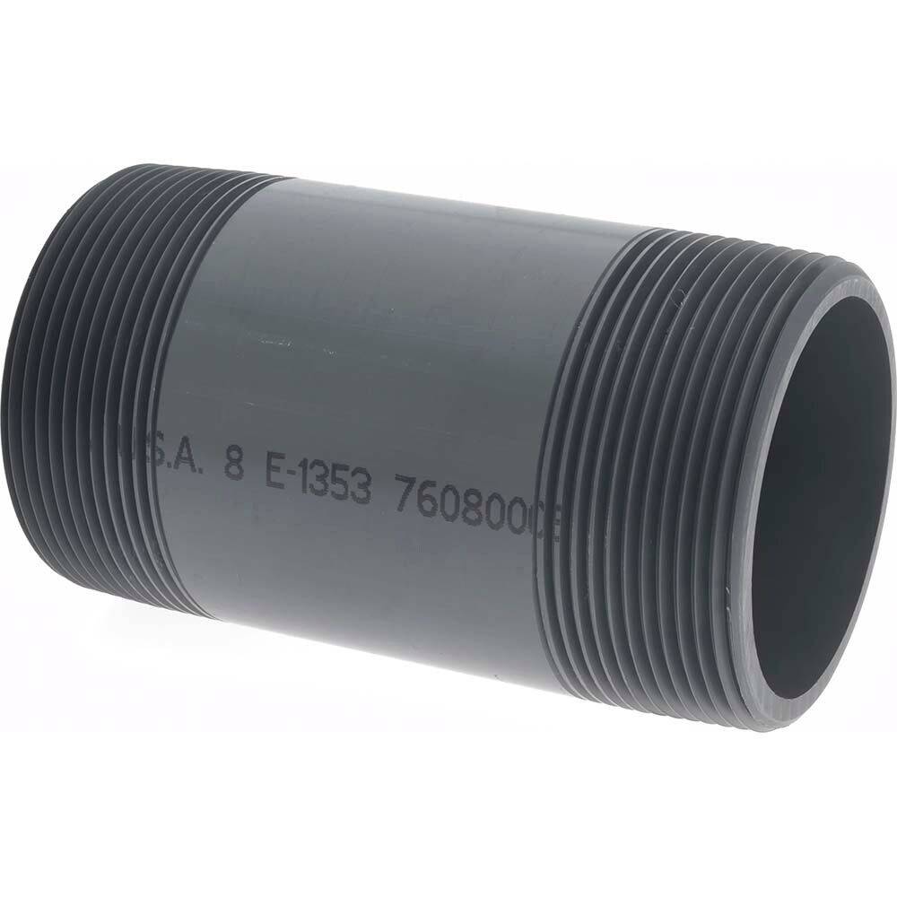 3" Pipe, 6" Long PVC Threaded Plastic Pipe Nipple
