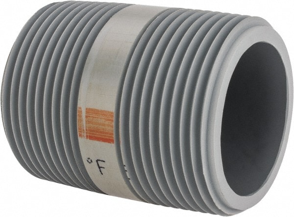 1-1/4" Pipe, 2" Long CPVC Threaded Plastic Pipe Nipple