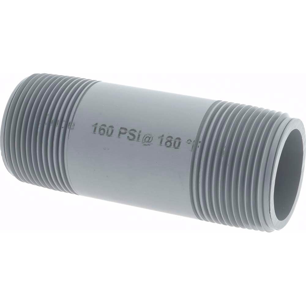 1-1/4" Pipe, 4" Long CPVC Threaded Plastic Pipe Nipple