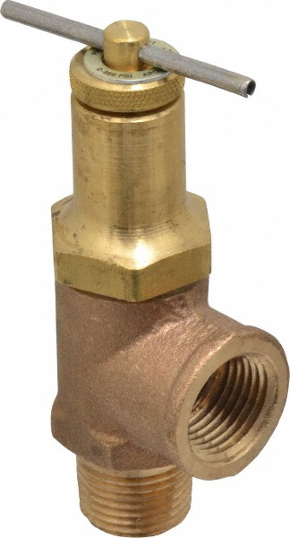 By-Pass Relief Valve: 1/2" Inlet, 250 Max psi - FNPT x MNPT, Bronze Body, Viton Seal, 200 &deg; F