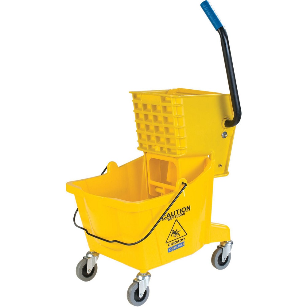 Mop Buckets & Wringers; Connection Type: None ; Mop Capacity: 26 ; Handle Material: Ergonomic Dual Component ; Color: Yellow ; Features: Durable Material; Side-Press Wringer; Color-Coded Design; Non-Marking Casters; Ergonomic Handle