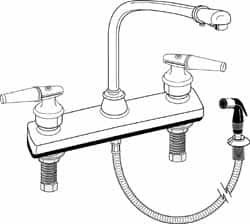 Kitchen & Bar Faucets; Type: Kitchen ; Style: w/Spray; 2 Handle  With Spray ; Mount: Deck Plate ; Design: Two Handle ; Handle Type: Lever ; Spout Type: High Arc
