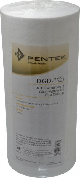 Pentair 155355-43 Plumbing Cartridge Filter: 4-1/2" OD, 9-3/4" Long, 75/25 micron, Polypropylene 