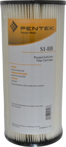 Pentair 155405-43 Plumbing Cartridge Filter: 4-1/2" OD, 9-3/4" Long, 20 micron, Resin Cellulose 