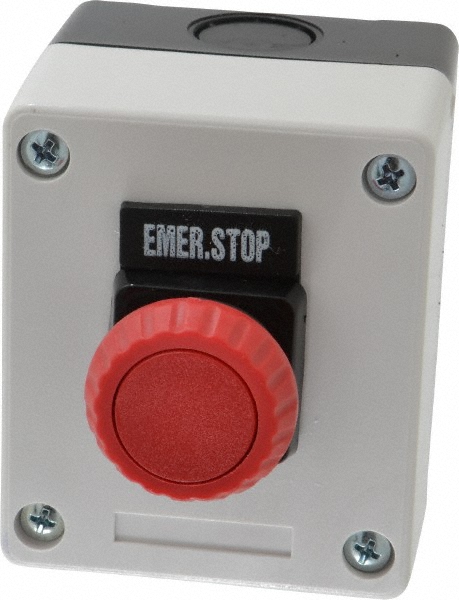 Push-Button Control Station: Maintained, NO/NC, Emergency Stop - 1 Pushbutton Operator, Mushroom Head Operator, Red