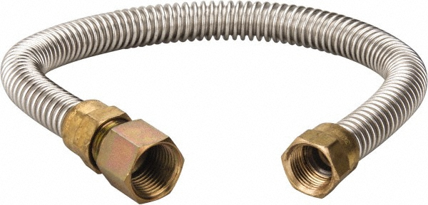1/2" Inlet, 1/2" Outlet FIP x MIP Gas Connector - 18" Long, 3/8" Hose ID