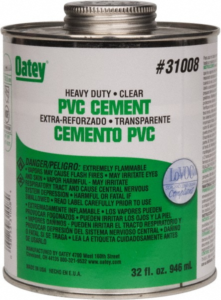 32 oz Heavy Duty Cement - Clear, Use with PVC up to 12" Dia