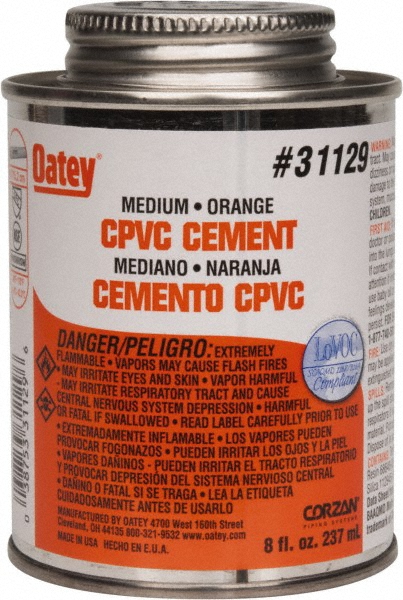 8 oz Medium Bodied Cement - Orange, Use with CPVC & CTS up to 6" Dia
