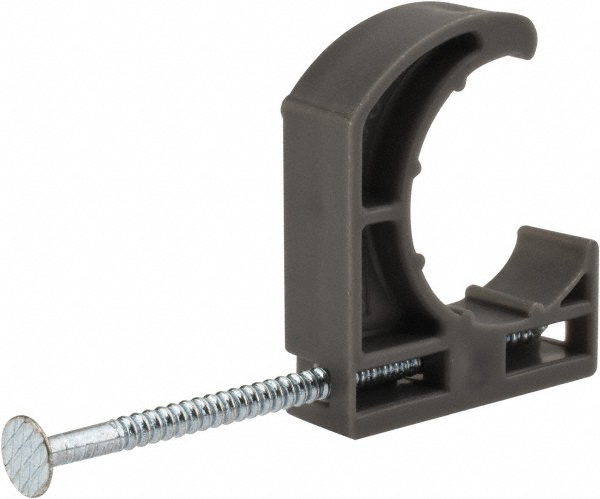 Ribbed Pipe Clamp: 3/4" Pipe, Polyethylene, Blue, Gray & Silver - Gray, Polyethylene