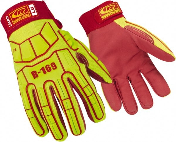 Ringers Gloves R169 Impact and Cut 5 Resistant Hi Vis Yellow/Red Gloves Size 3XL