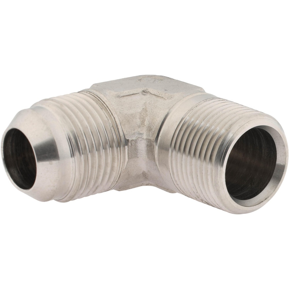 Stainless Steel Flared Tube Male Elbow: 3/4" Tube OD, 3/4-14 Thread, 37 ° Flared Angle