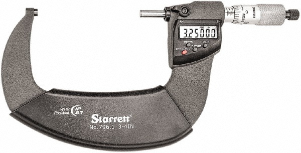 Starrett 75mm to 100mm Carbide IP67 Electronic Outside Micrometer - Ratchet Stop Thimble | Part #01119