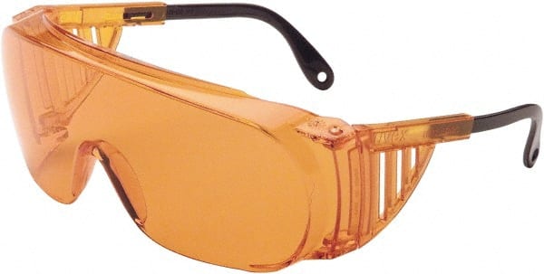 Safety Glass: Anti-Fog, Polycarbonate, Orange Lenses, Full-Framed, UV Protection