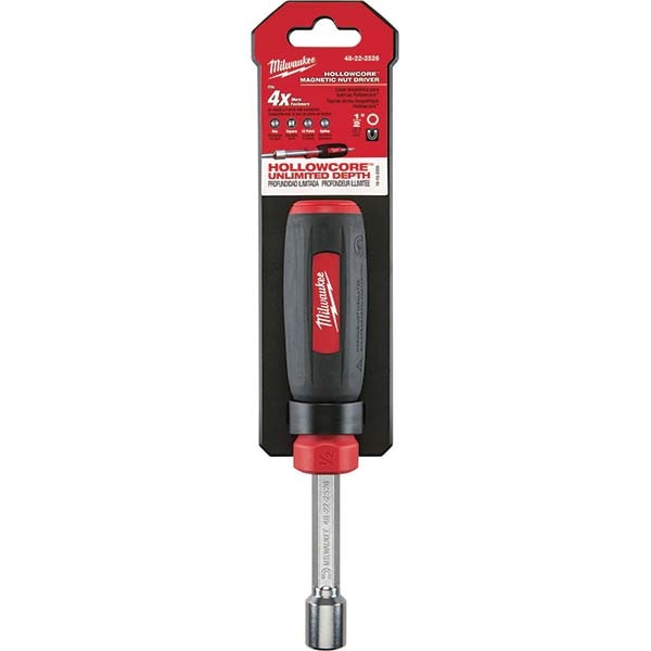 Nut Driver: 1/2" Drive, Hollow Shaft, Comfort Hand Grip Handle, 7" OAL