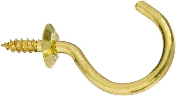Storage Hook: Screw Mount, 1.51" Projection, 15 lb Load Capacity, Solid Brass