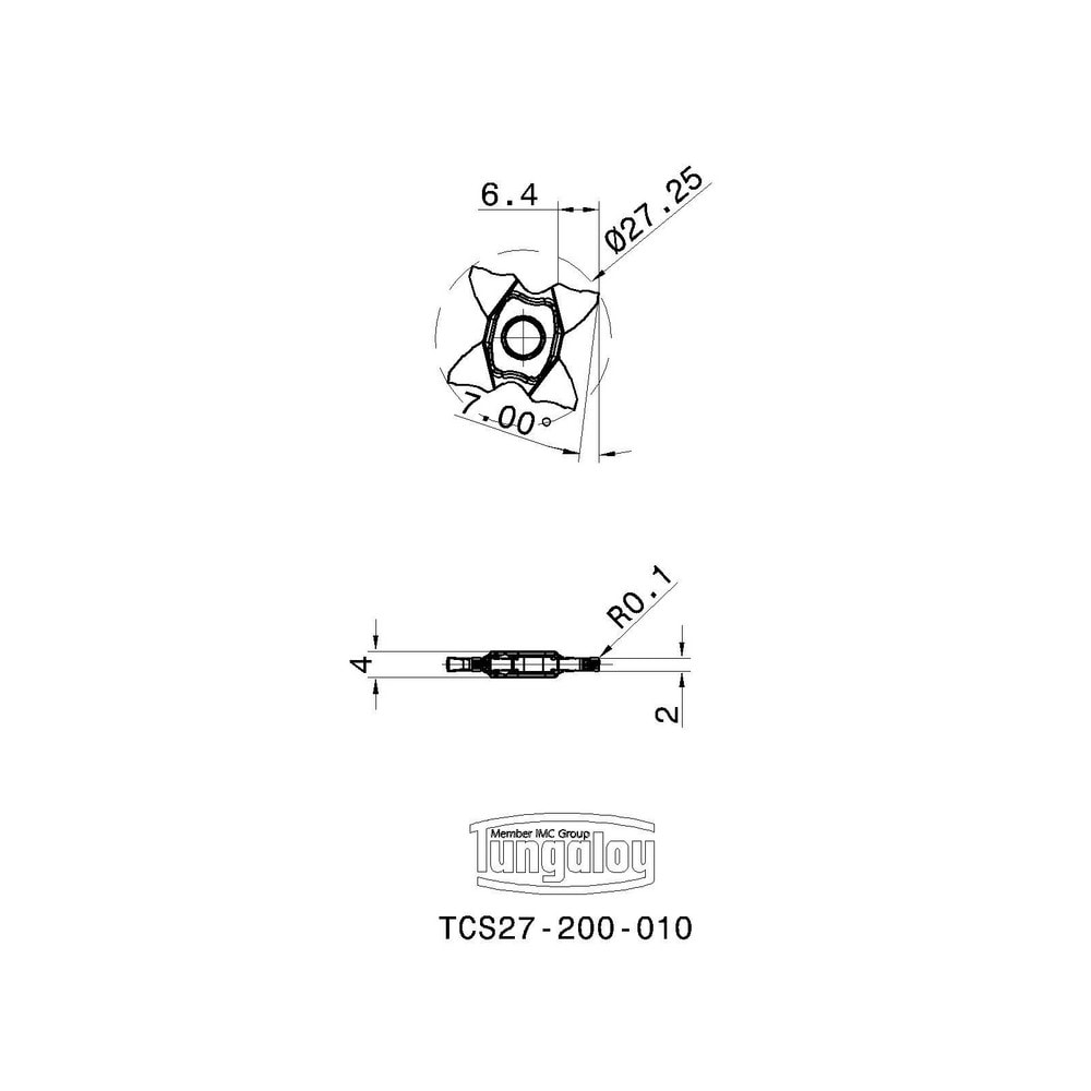 Tungaloy - Grooving Insert: TCS27-200-010 AH725, Carbide Tungaloy - Grooving Insert: TCS27-200-010 AH725, Carbide