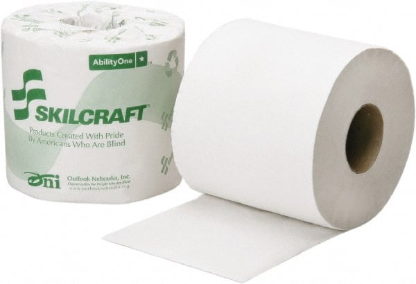 Ability One 8540016308729 Bathroom Tissue: Recycled Fiber, 2-Ply, White 