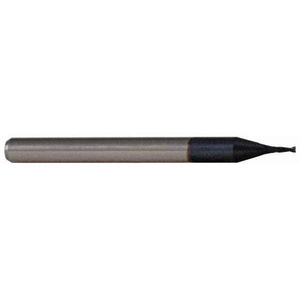Square End Mill: 0.005'' Dia, 0.015'' LOC, 1/8'' Shank Dia, 1-1/2'' OAL, 2 Flutes, Solid Carbide