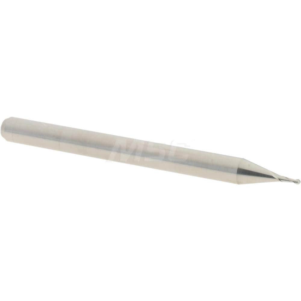 Ball End Mill: 0.0260" Dia, 0.0780" LOC, 2 Flute, Solid Carbide