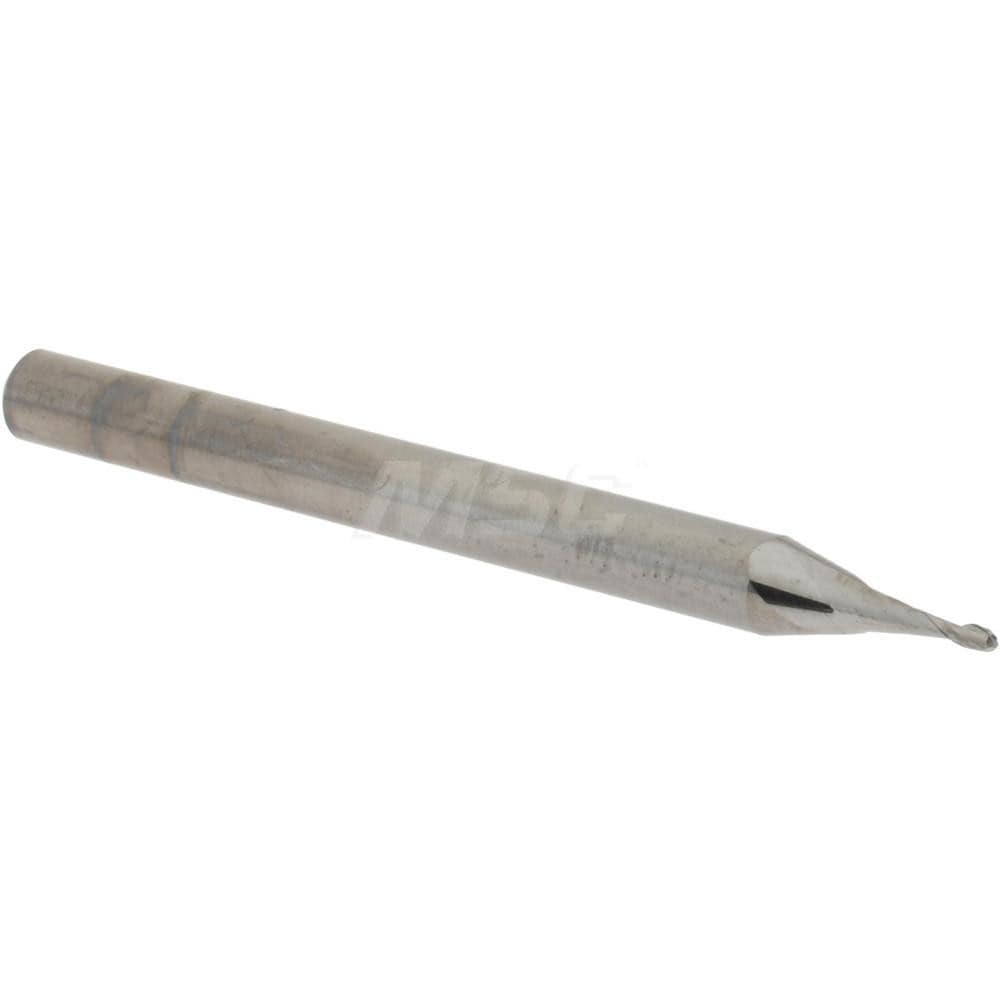 Ball End Mill: 0.031" Dia, 0.093" LOC, 2 Flute, Solid Carbide