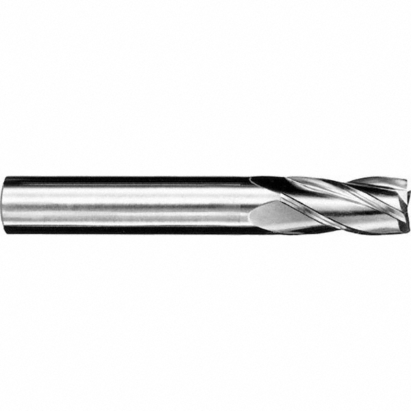 Square End Mill:  0.1378" Dia, 0.3937" LOC, 0.2362" Shank Dia, 4 Flutes, Solid Carbide