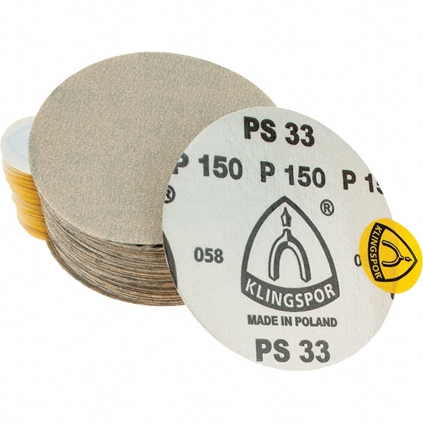 PSA Disc: 5" Disc Dia, 150 Grit, Aluminum Oxide