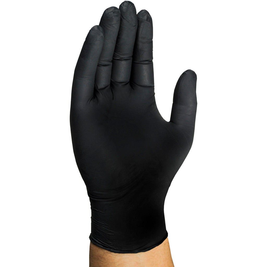 Mechanix Wear Disposable Gloves: TAA 5 Mil Heavy Duty Black Nitrile, Size Large, 5 mil, Nitrile, Chemical-Resistant, General Purpose & Food
