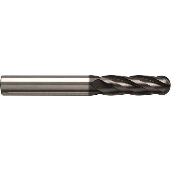 3/16 Shank Diameter Solid Carbide Endmill Ball Nose F&D Tool Company 23186 Two Flute Single End 5/8 Flute Length 3/16 Mill Diameter 2 Overall length 