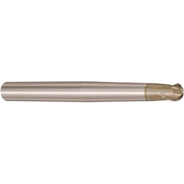 4 mm Cutting Length SGS 48970 14MB 4 Flute Double End Ball End General Purpose End Mill 38 mm Length 2 mm Cutting Diameter Titanium Carbonitride Coating 3 mm Shank Diameter