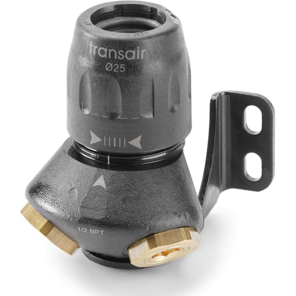 Transair 6689 17 22 Air Hose 45 degrees Two Port Wall Bracket: Plastic 