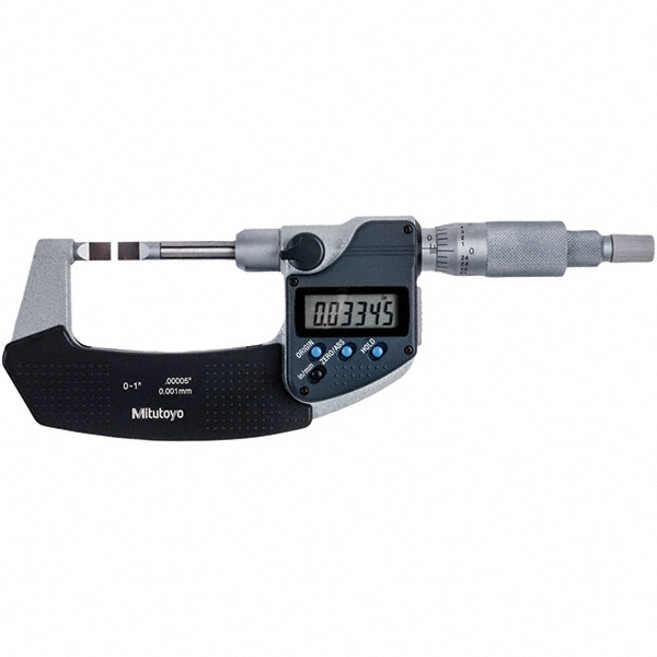 Mitutoyo 422-370-30 Electronic Outside Micrometer: 1", Carbide Tipped Measuring Face, IP54 Image