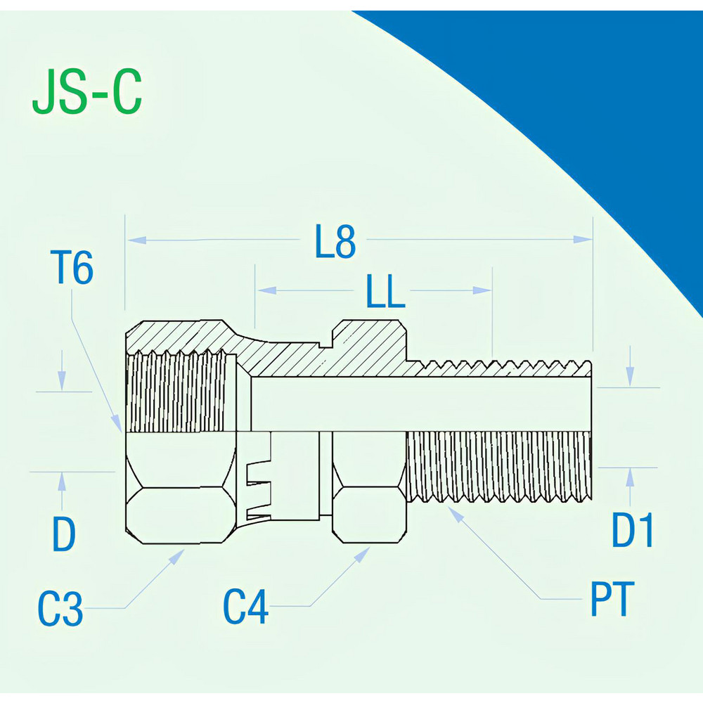 Made in USA - Stainless Steel Flared Tube Connector: 1/4