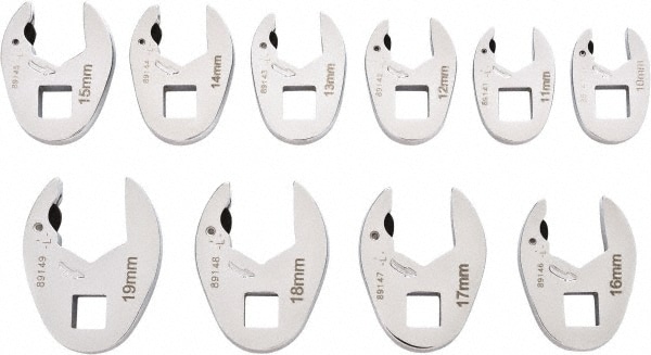 10 Piece 3/8" Drive Open End Crowfoot Wrench Set