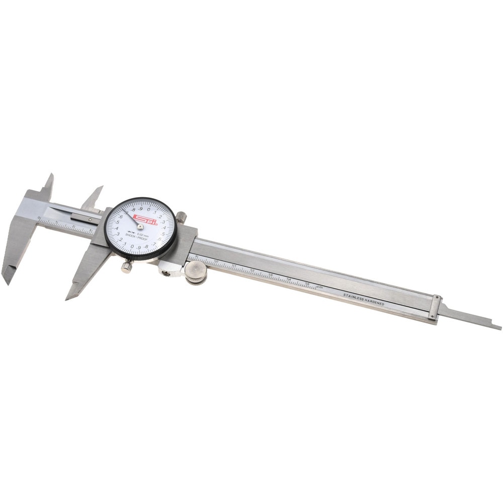 Dial Caliper: 150 mm Range, 0.02 mm Graduation, 2 mm per Revolution