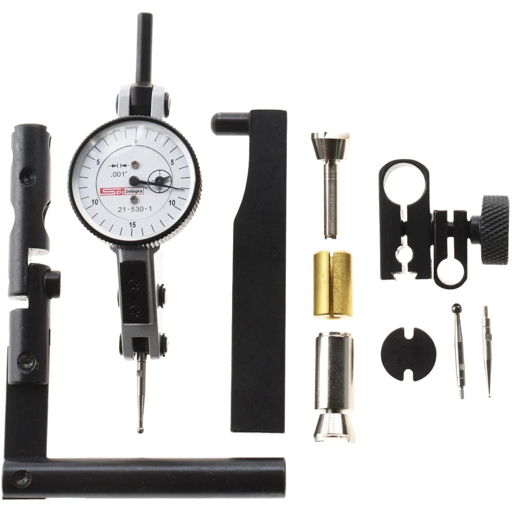 Test Indicator Kit: 10 Pc, 0.06 to 0.06" Measuring Range, 0-15-0 Dial Reading